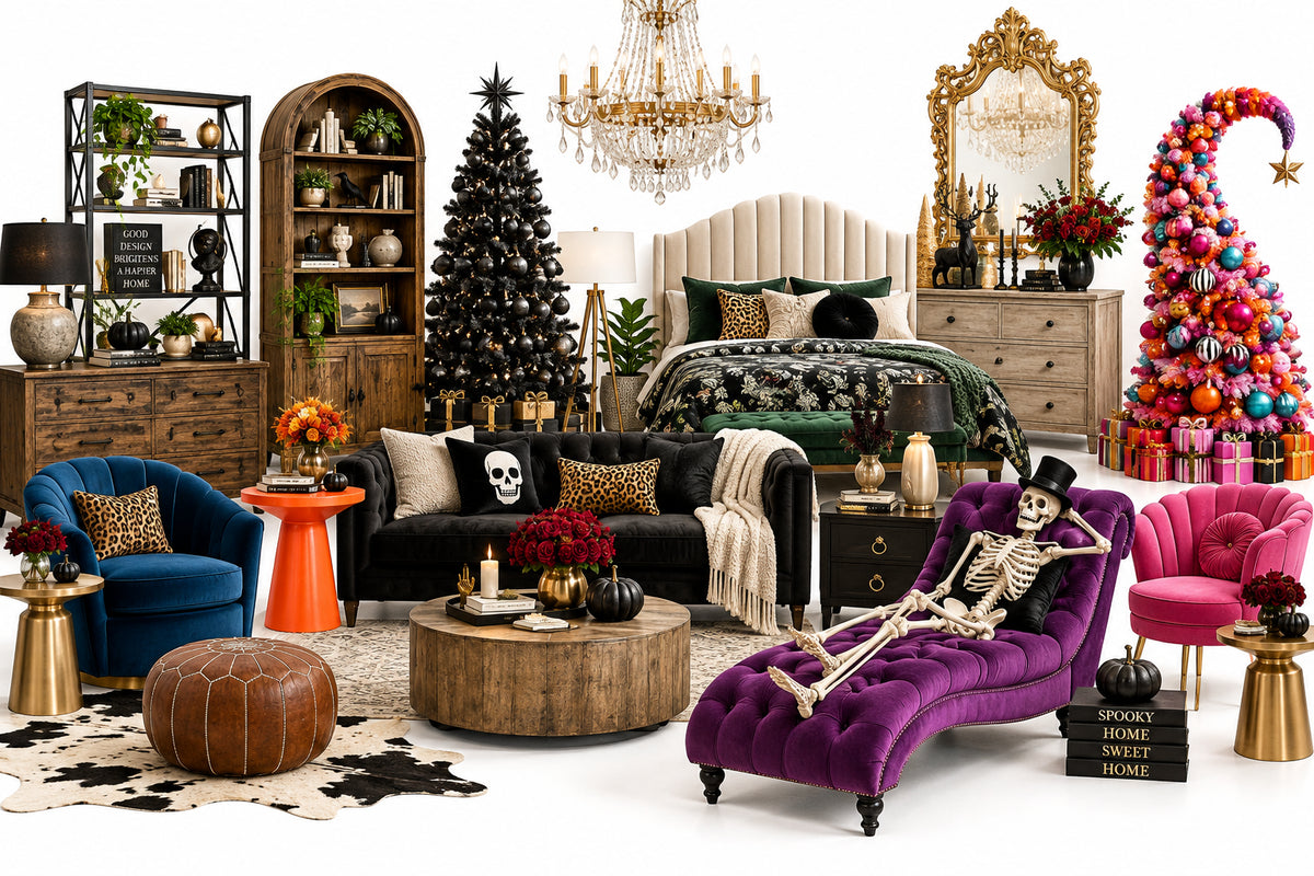About us section background - mixed furniture styles with holiday decor