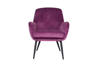 Onyx Armchair with Low Back Design, Birch Wood Frame, Plum Purple