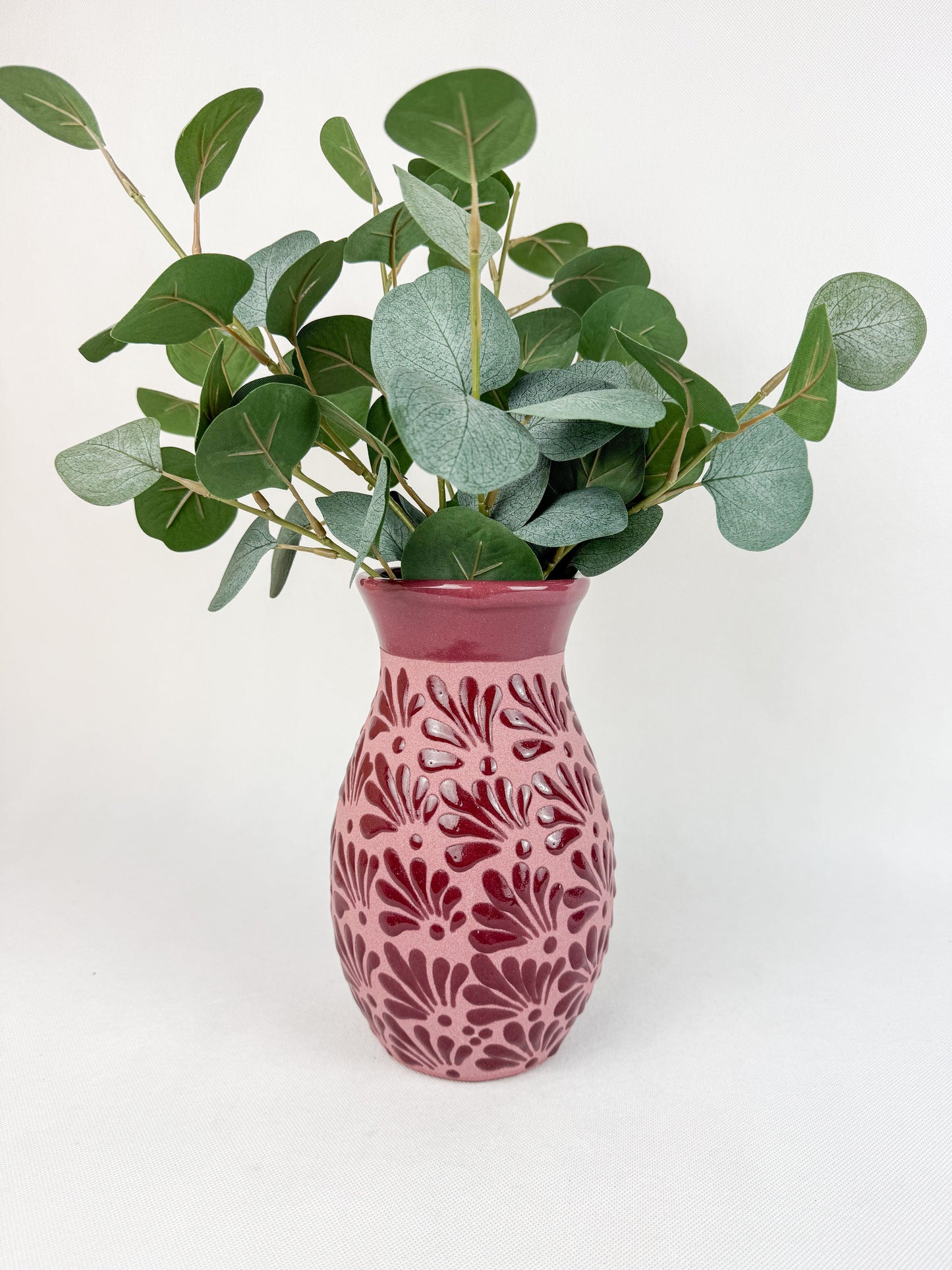 Talavera Style Flower Vase 9 Inch - Engobe Florero