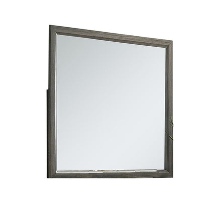 Lito Dresser Vanity Mirror, 39 Inch Stylish Modern Gray Wood Frame