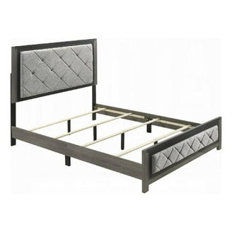 Joho Queen Bed with Gray Diamond Button Tufted Upholstery, Modern Gray