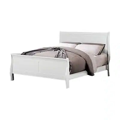 Ryla Twin Size Bed, Sleek Modern Panel Headboard Design, White Solid Wood