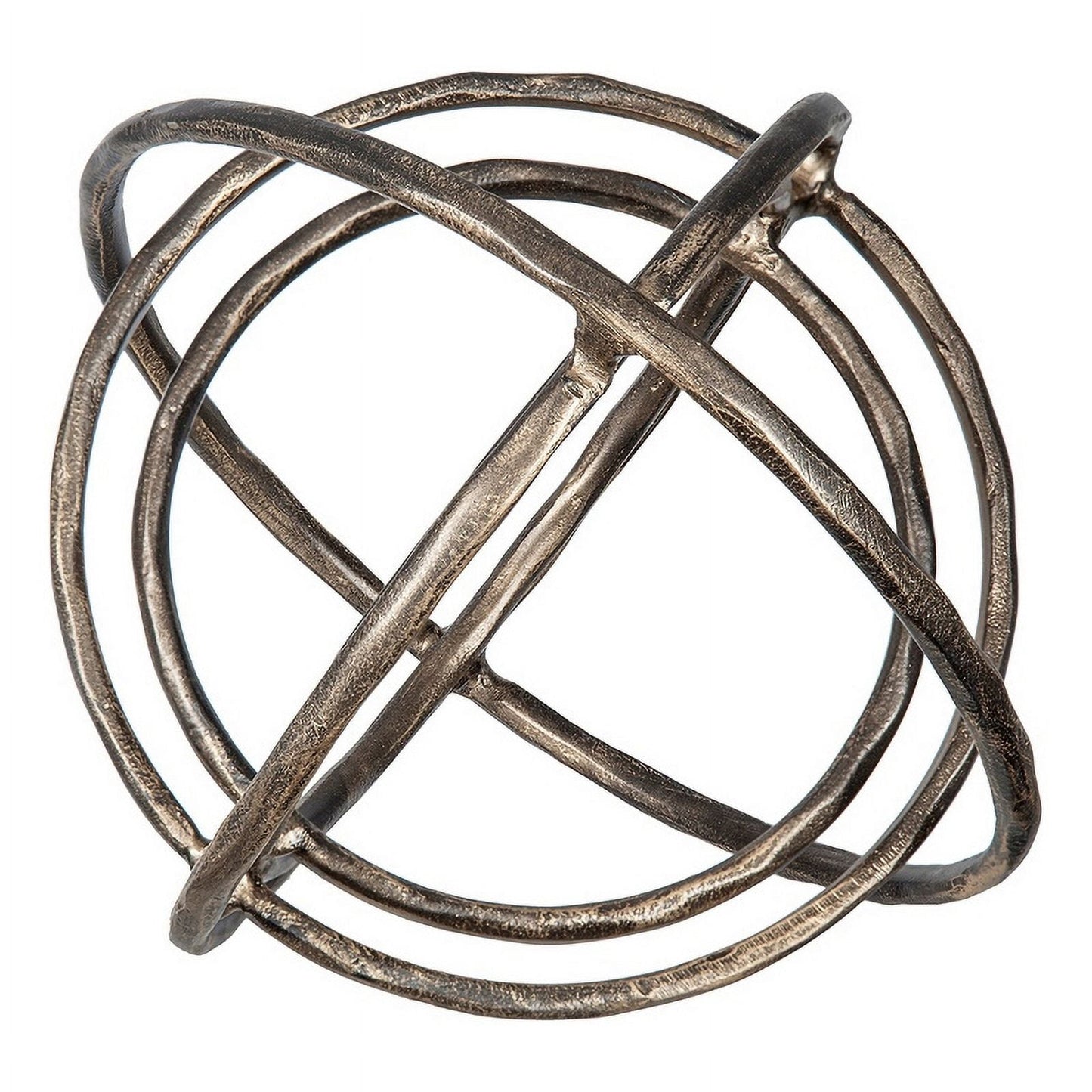 11 Inch Decorative Armillary Sphere with Overlapping Rings, Bronze Aluminum