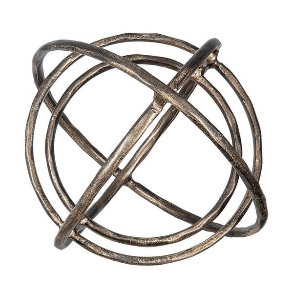 11 Inch Decorative Armillary Sphere with Overlapping Rings, Bronze Aluminum
