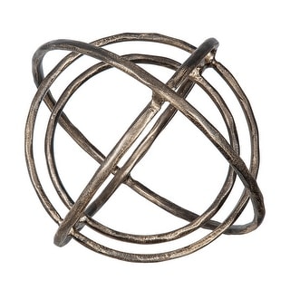 11 Inch Decorative Armillary Sphere with Overlapping Rings, Bronze Aluminum