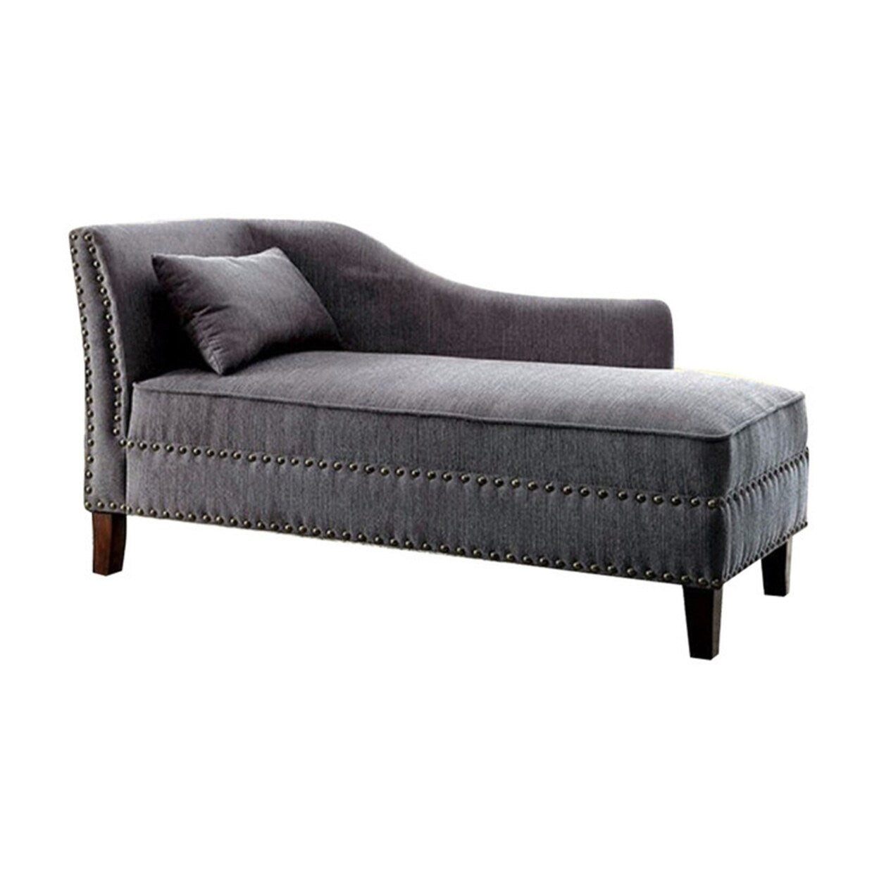 Contemporary Gray Linen Like Fabric Chaise