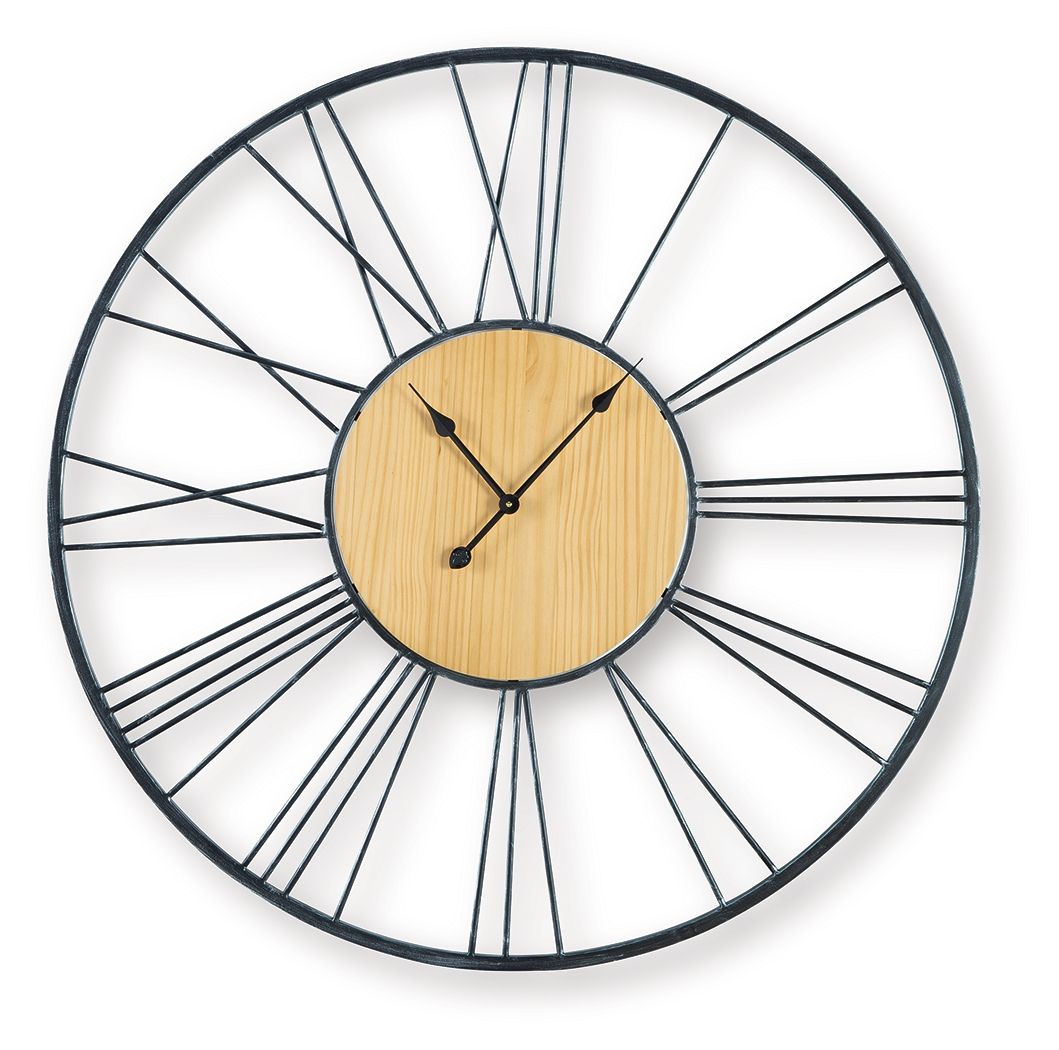 Brockett Wall Clock, Black & Natural