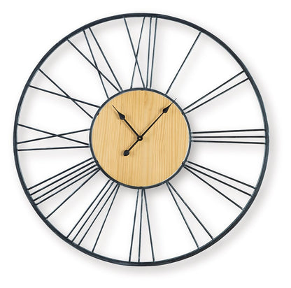 Brockett Wall Clock, Black & Natural