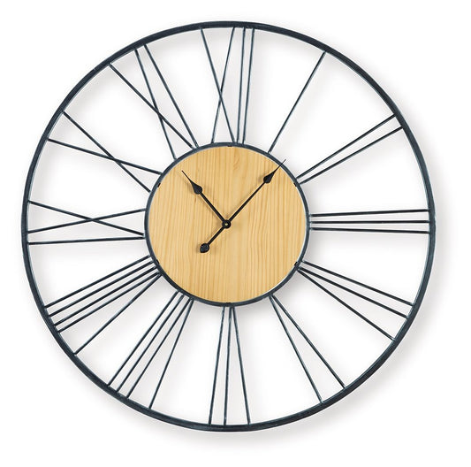 Brockett Wall Clock, Black & Natural