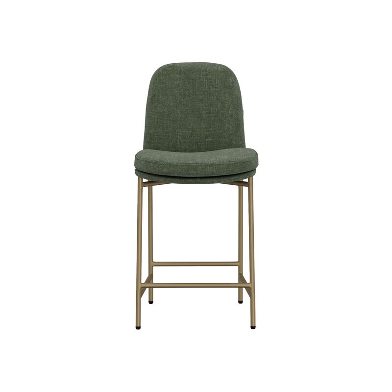 Revee Counter Height Chair, Iron, Water-Resistant Olive Green Polyester