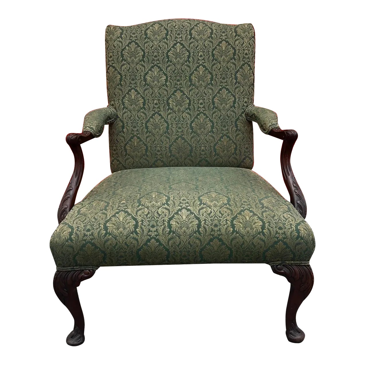 Lenie Accent Armchair, Button Tufted Dark Brown Leather, Wood Frame