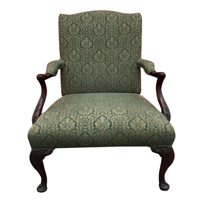 Lenie Accent Armchair, Button Tufted Dark Brown Leather, Wood Frame