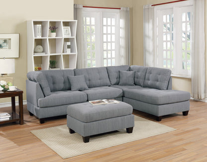Contemporary Gray Linen Like Fabric Chaise