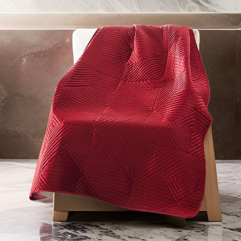 Ahab 50 x 60 Inch Quilted Throw Blanket with Fill, Dutch Velvet Face, Red