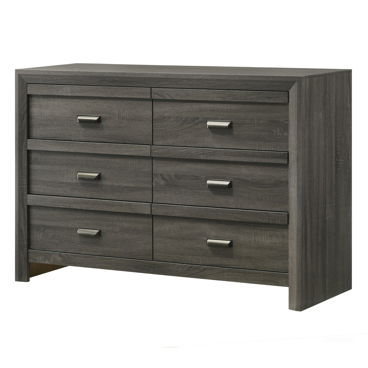 1pc Contemporary Dresser Six Drawers Metal knobs Black White Finish Bedroom Wooden Furniture