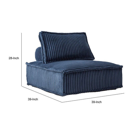 Vico Accent Chair, Armless Modular Design, Soft Blue Striped Polyester
