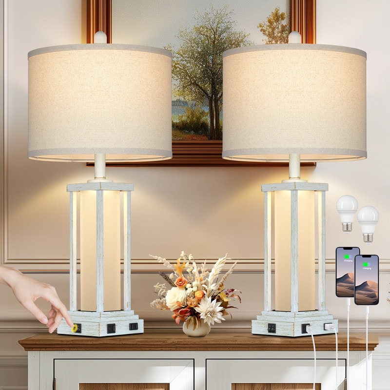 31 Inch Modern Table Lamp, Black Drum Shade, Unique Gilt Base Bronze Metal