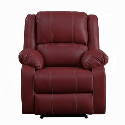 Zuru Motion Manual Rocker Recliner Chair, Plush Dark Red Faux Leather