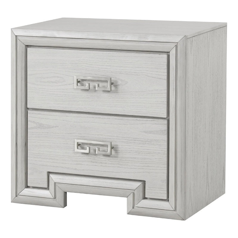 Basil Nightstand, 2 Drawers, Rustic White Solid Wood, 29 Inch