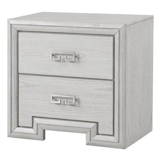 Basil Nightstand, 2 Drawers, Rustic White Solid Wood, 29 Inch