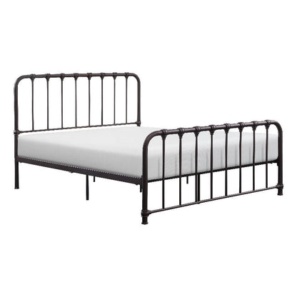 Ethan Full Size Metal Bed, Bronze Spindle Design, Heavy Duty Slat Support