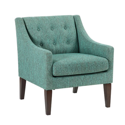 Ginna Accent Armchair, Button Tufted Sea Green Polyester, Brown Legs