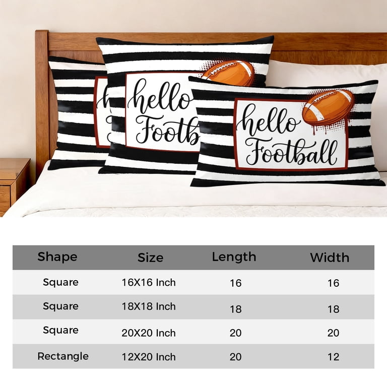 Throw Pillow Set of 4, 20 Inch Square, Cotton, Black and White Stripes