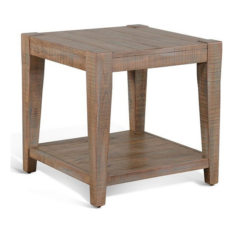 Lilly Side End Table, 1 Shelf, Light Brown Mahogany, 24 Inch Square