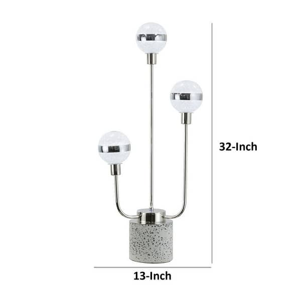 32 Inch Table Lamp, Accent LED Light, Globe Glass Shade, Round Base, Nickel