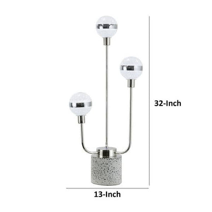 32 Inch Table Lamp, Accent LED Light, Globe Glass Shade, Round Base, Nickel