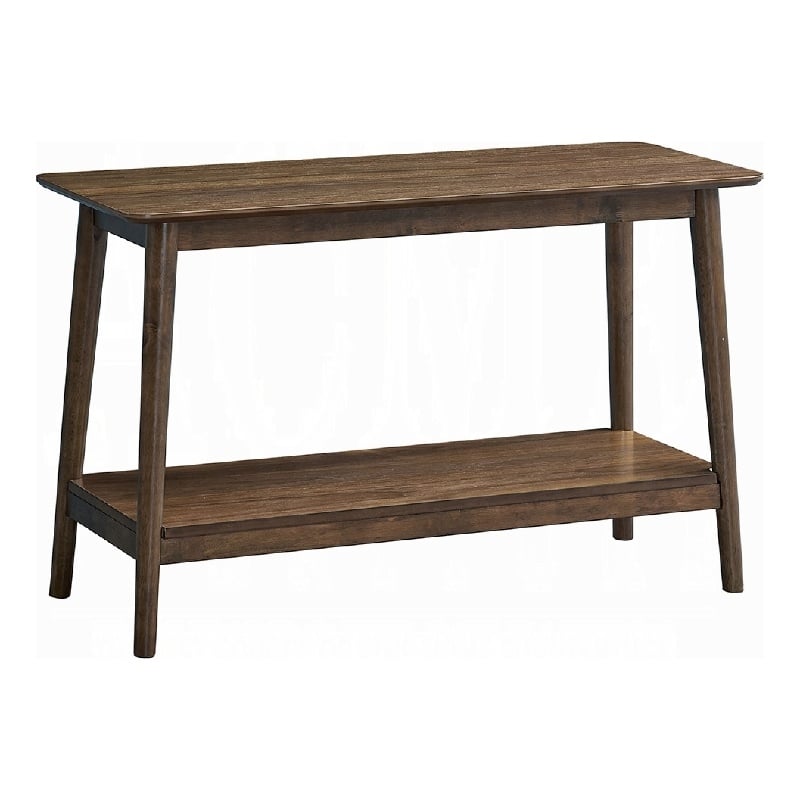 Fexy Sofa Console Table, 48 Inch Top with Lower Shelf, Walnut Brown