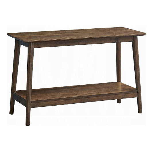 Fexy Sofa Console Table, 48 Inch Top with Lower Shelf, Walnut Brown