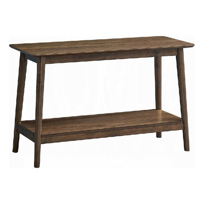 Fexy Sofa Console Table, 48 Inch Top with Lower Shelf, Walnut Brown