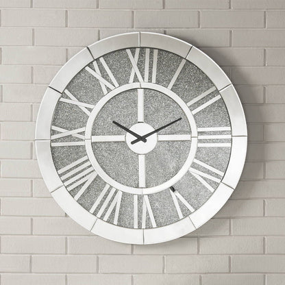 Noralie Mirrored Wall Clock with Faux Diamonds