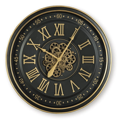 Dairton Wall Clock, Black & Gold Finish