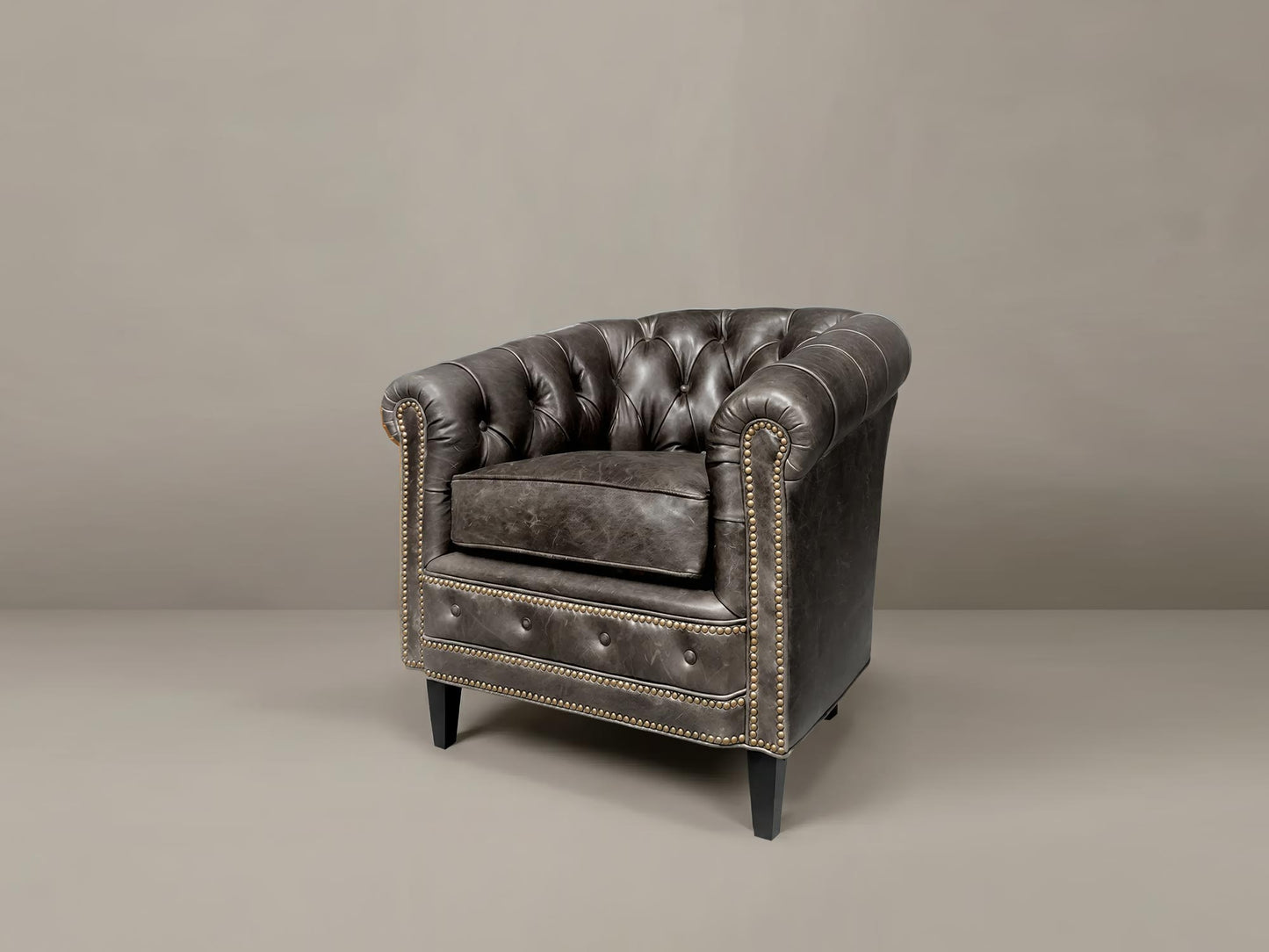 Tufted High Bench With Tapered Legs Silver and Brown