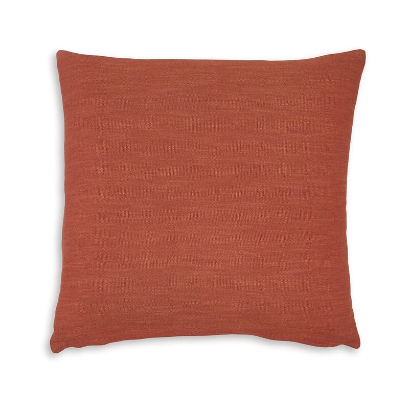 Ina 22 Inch Accent Throw Pillow Set of 4, Square, Rust Brown Cotton Linen