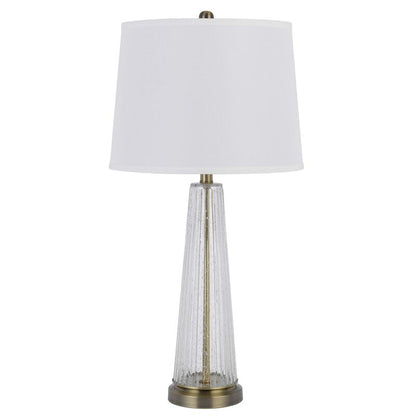 31 Inch Table Lamp Set of 2, White Shade, Tapered Glass Body, Metal Base