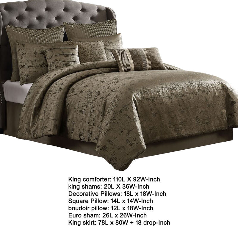 Beny 10pc King Size Comforter Set, Traditional Gold Woven Jacquard