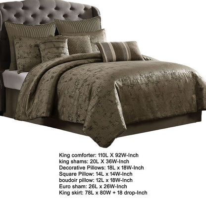 Beny 10pc King Size Comforter Set, Traditional Gold Woven Jacquard