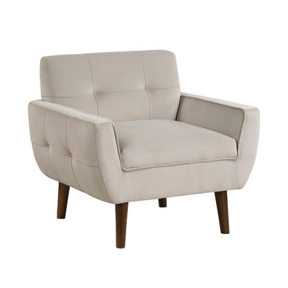 Roa Accent Armchair, Velvet, Tufted Back w Tapered Legs – Brown