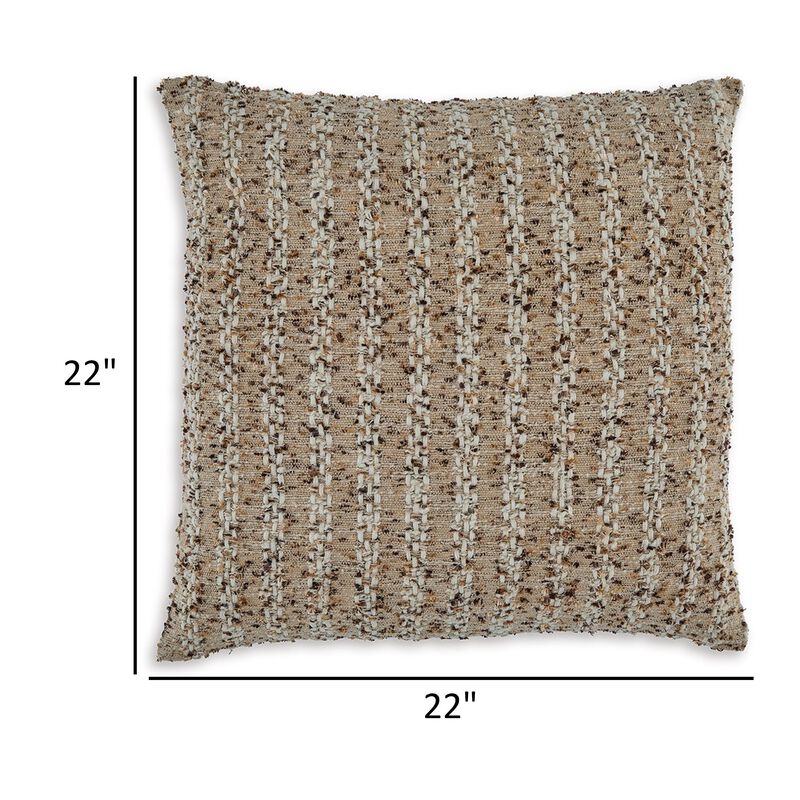 Lany 22 Inch Accent Pillow Set of 4, Woven Striped Design, Zipper, Brown