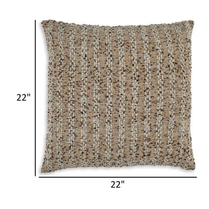 Lany 22 Inch Accent Pillow Set of 4, Woven Striped Design, Zipper, Brown