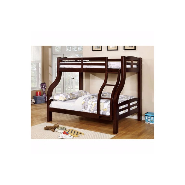 Curved Wood Design Twin/full Bunk Bed, Brown