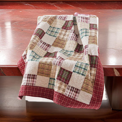 Evi 50 x 60 Inch Quilted Patchwork Throw Blanket, Soft Multicolor Cotton