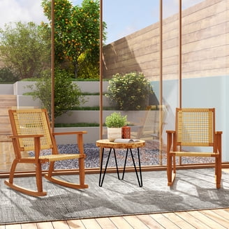 Roma Outdoor Modular Armless Chair, White Fabric, Brown Acacia Wood