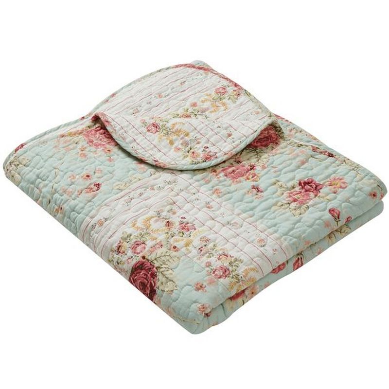 Rosle 50 x 60 Quilted Throw Blanket with Fill, Rose Flowers, Multicolor