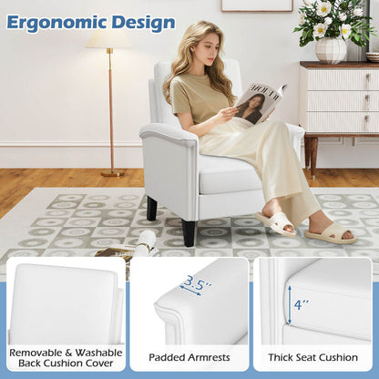 Fitz Accent Chair, Soft Ivory Boucle Cushions, Natural Brown Wood