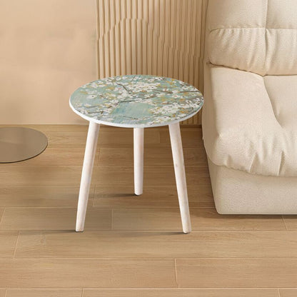 Byle 16, 20 Inch Side Table Set of 2, Floral Design, Cherry Blossom – Blue