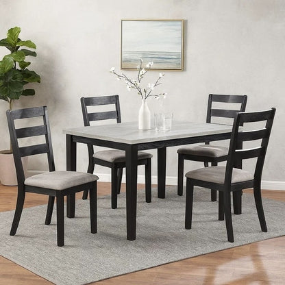 5 Piece Dining Set, Rectangular Table, 4 Chairs, Padded, Espresso Brown